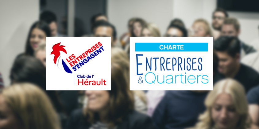 Logo es entreprises s'engagent - Club de l'Hérault et logo Charte : Entreprises et Quartiers